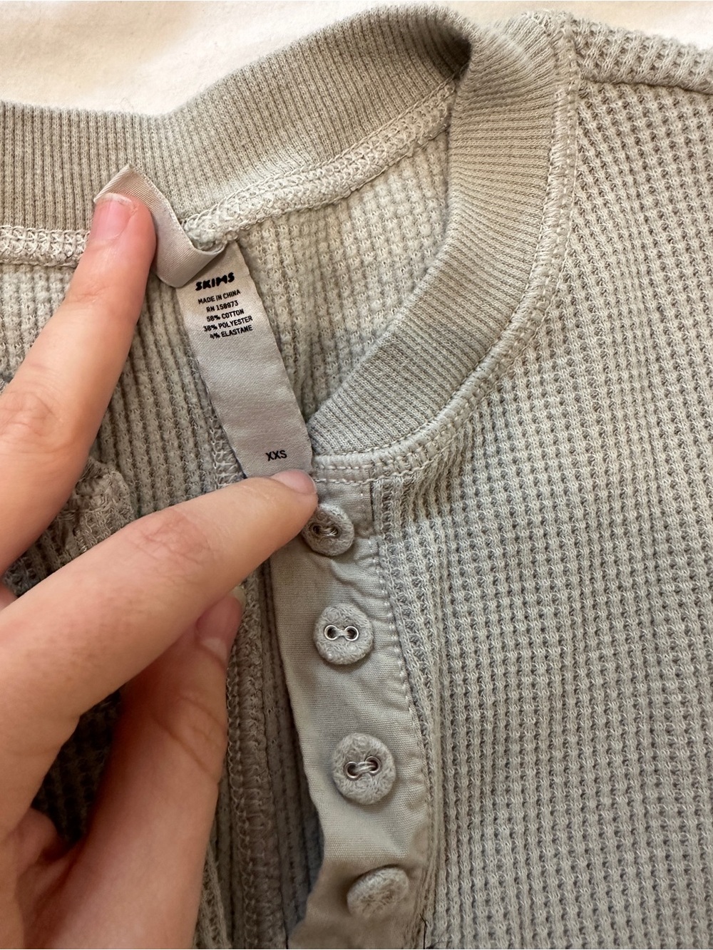 Skims XXS Waffle Knit Henley - Picture 3 of 5